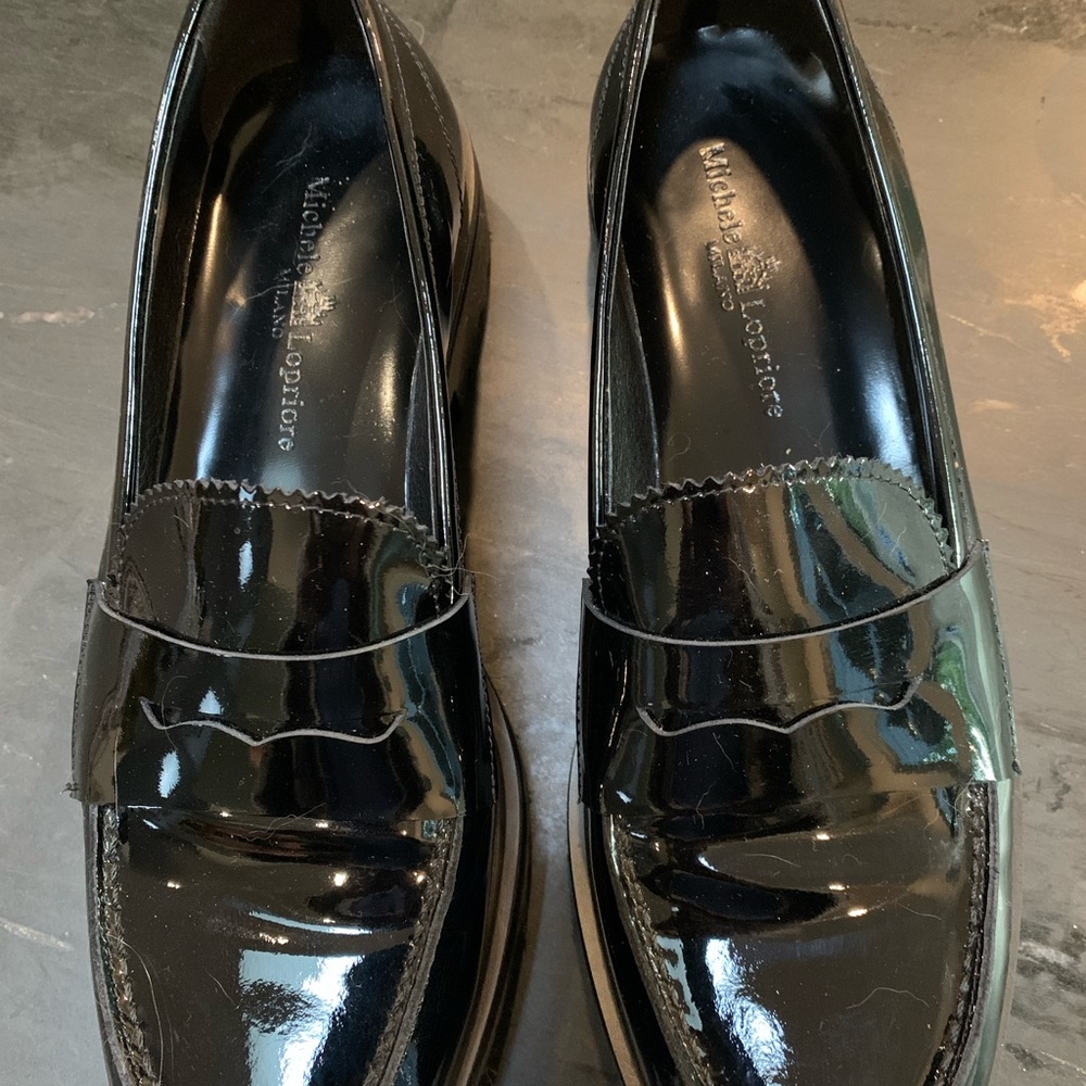 Black Patent chunky Loafers SZ 40 - Picture 2 of 6